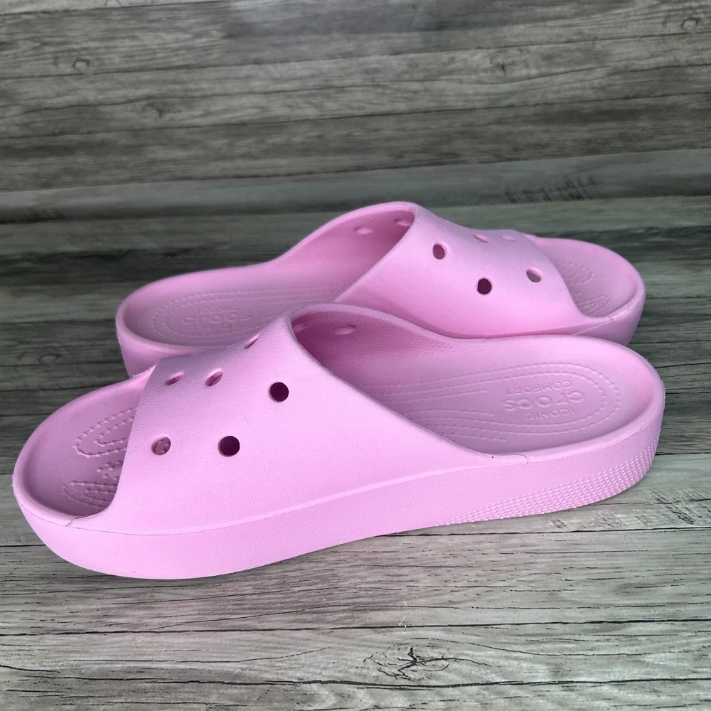 Crocs Platform‎ Slide Open Toe Womens Size 11 Sandals Pink Flamingo - Picture 8 of 9